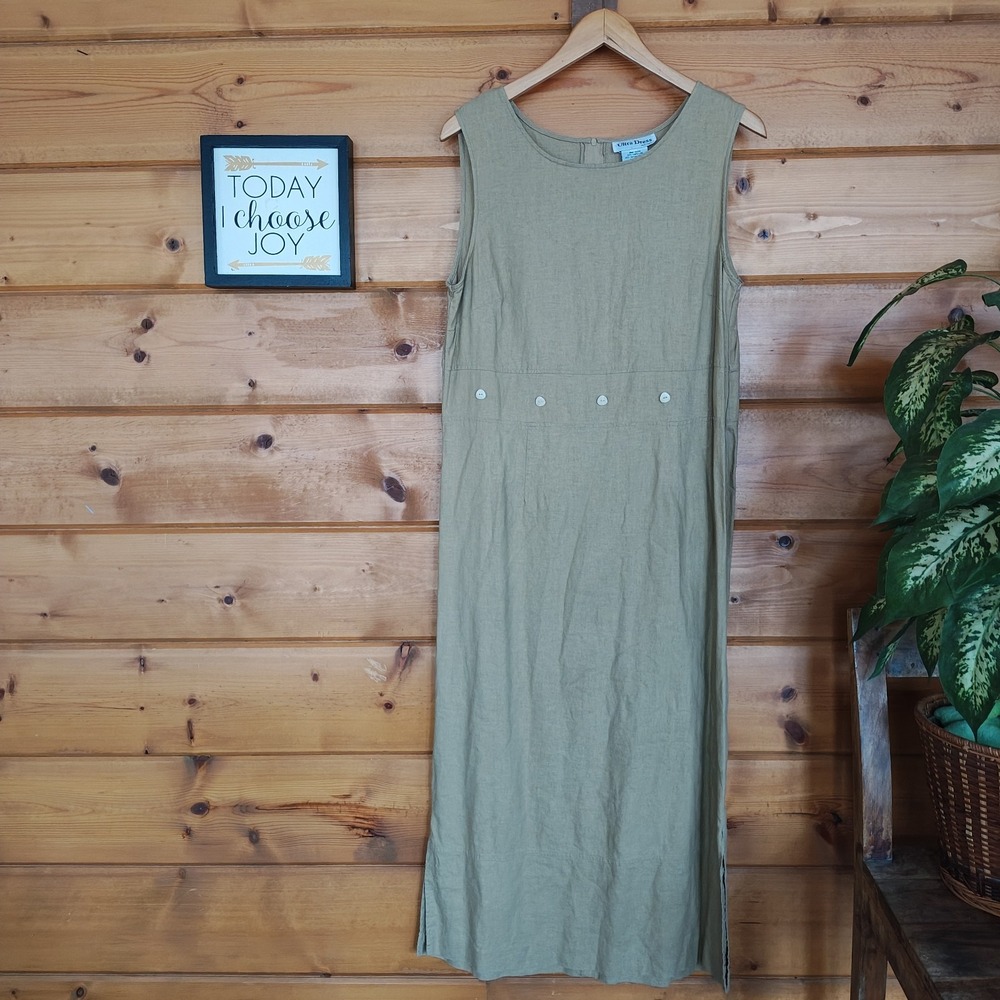 Ultra Vintage Maxi Dress Linen Blend Lagenlook Country Shift Cottagecore Sz 16 W